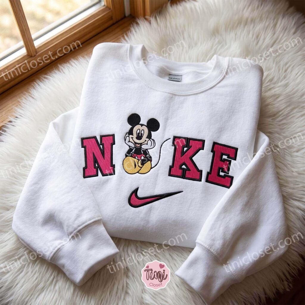 Mickey Disney Embroidered Sweatshirt, Cartoon Embroidered Hoodie, Just Because Gift For Him, Cozy Gifts For Girlfriend Mickey Disney Embroidered Sweatshirt, Cartoon Embroidered Hoodie, Just Because Gift For Him, Cozy Gifts For Girlfriend