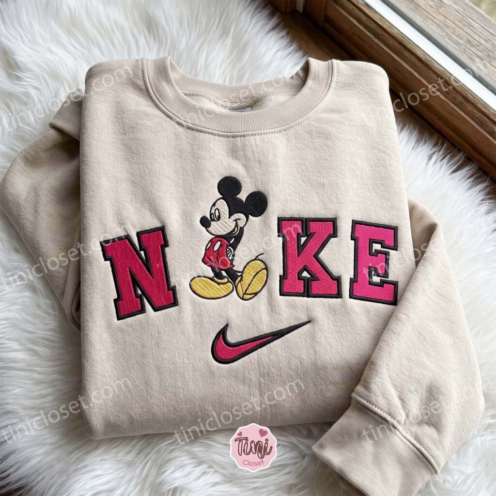Mickey Disney Embroidered T-shirt, Cartoon Embroidered Hoodie, Just Because Gift For Him, Cozy Gifts For Girlfriend Mickey Disney Embroidered T-shirt, Cartoon Embroidered Hoodie, Just Because Gift For Him, Cozy Gifts For Girlfriend