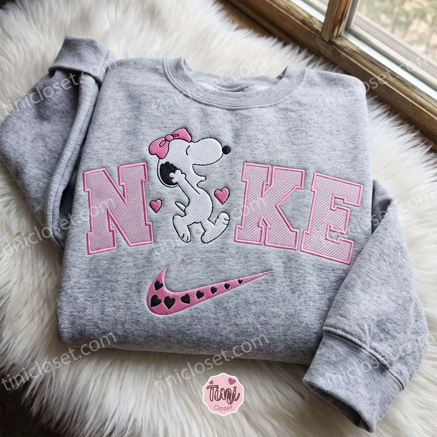 Fifi Love Heart Embroidered Sweatshirt, The Peanuts Cartoon Embroidered Hoodie, Matching Couples Shirts