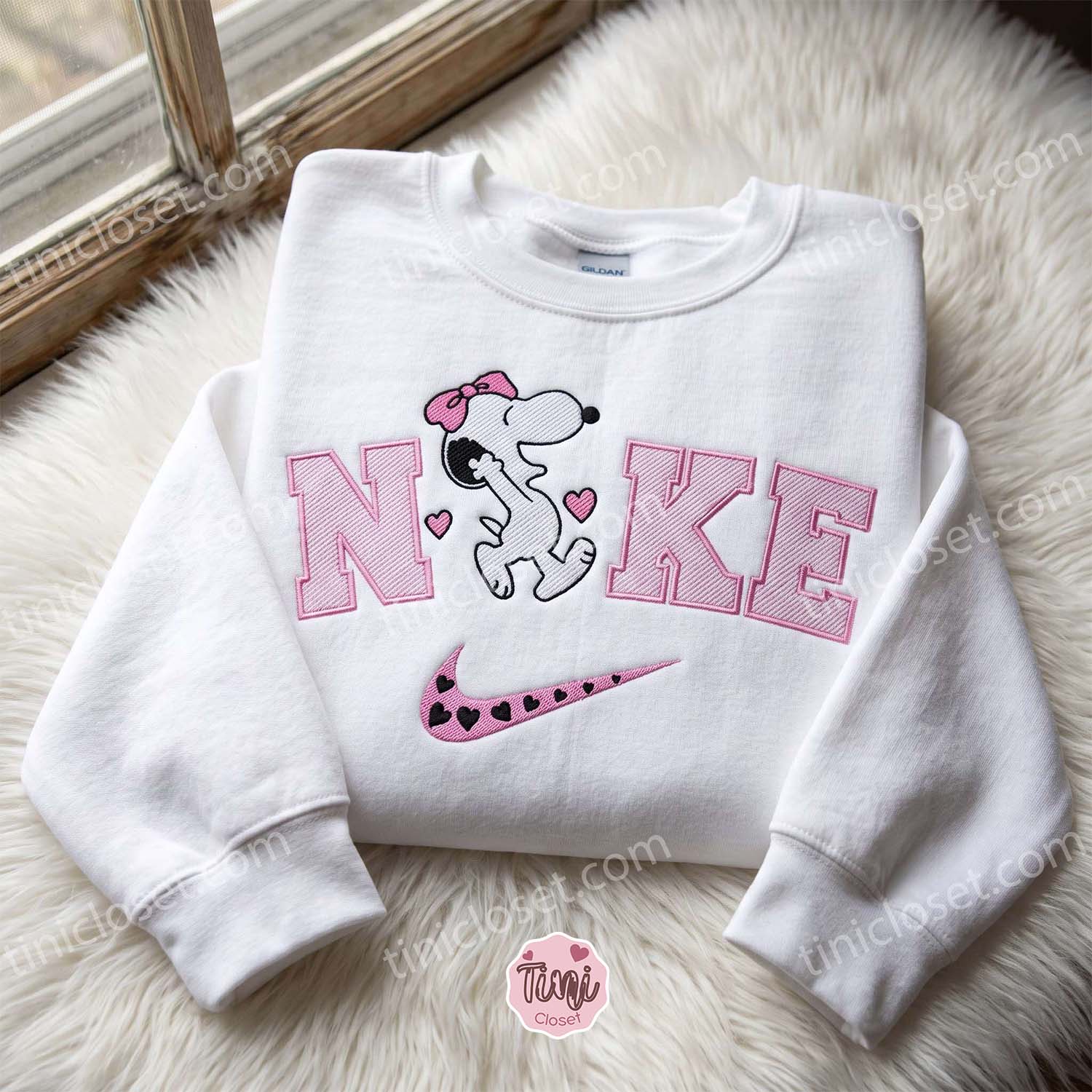 Fifi Love Heart Embroidered Sweatshirt, The Peanuts Cartoon Embroidered Hoodie, Matching Couples Shirts