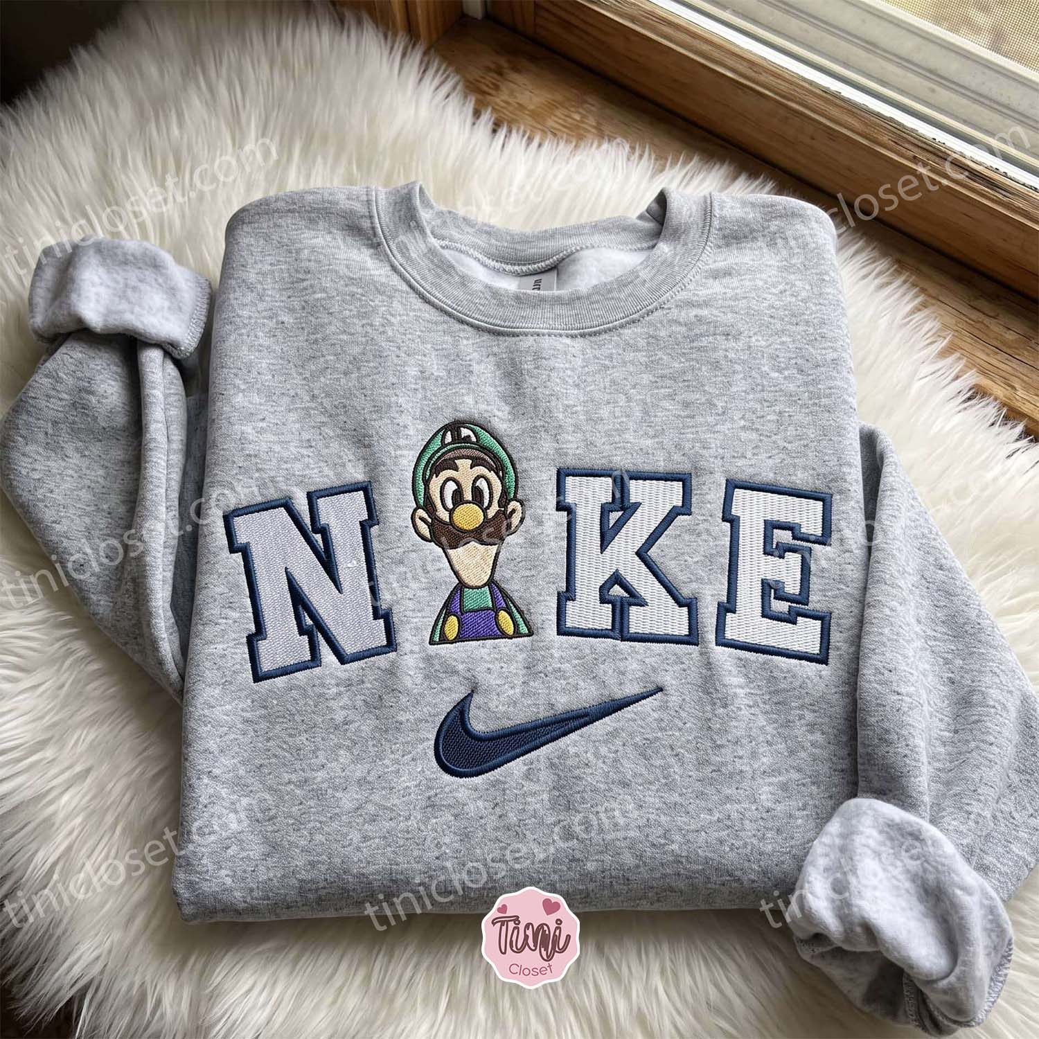 Luigi Embroidered Hoodie, Video Game Characters Embroidered Sweatshirt, Just Because Gift For Him