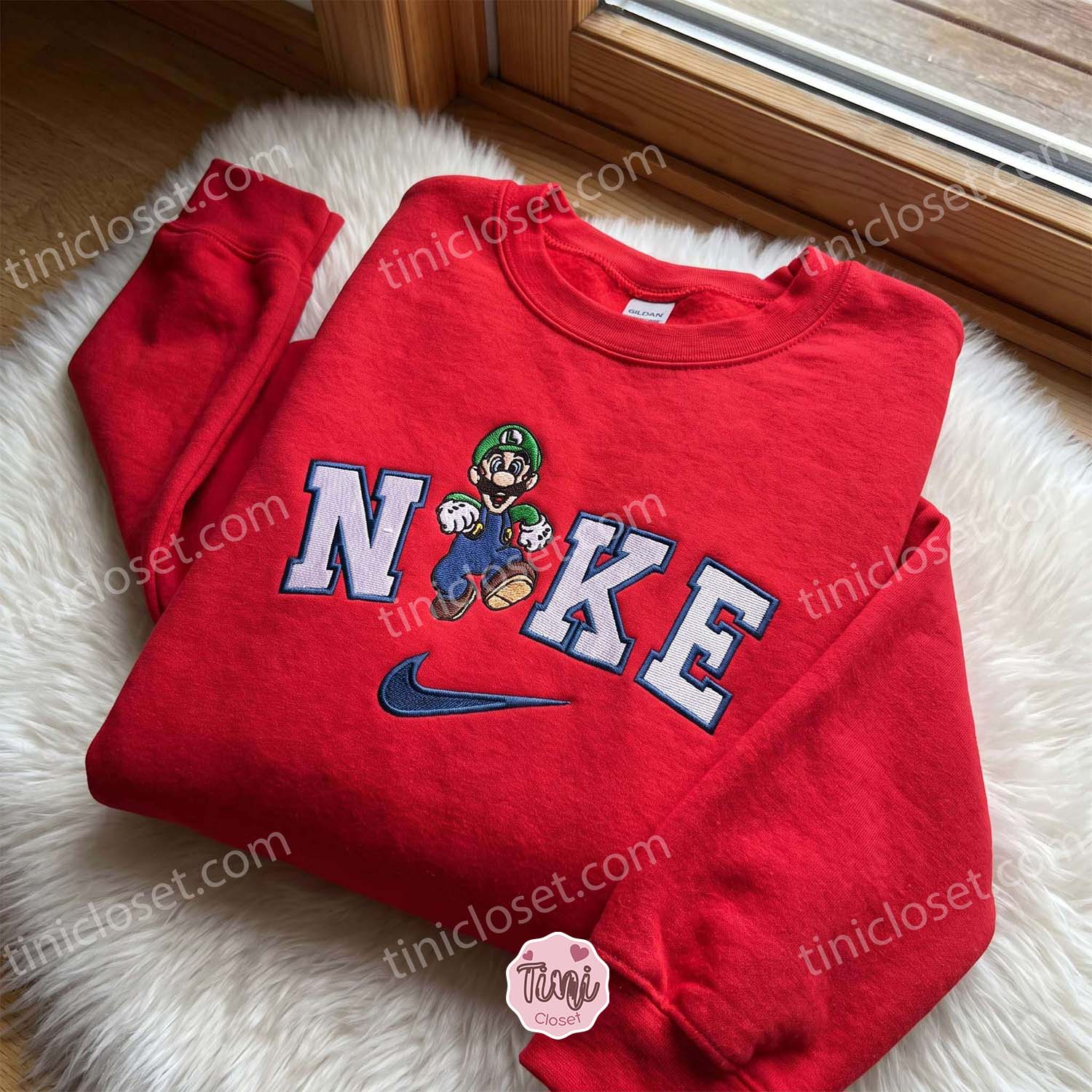 Luigi Embroidered T-shirt, Video Game Characters Embroidered Sweatshirt, Just Because Gift For Him