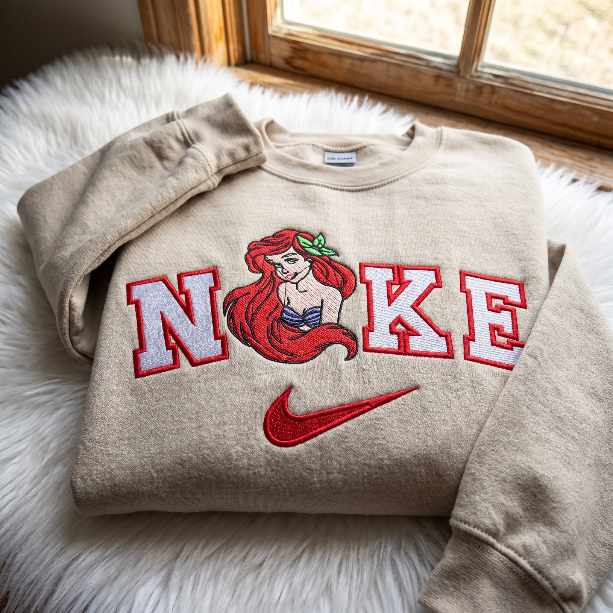 The Little Mermaid Embroidered Sweatshirt, Disney Embroidered Hoodie, Cozy Gifts For Girlfriend