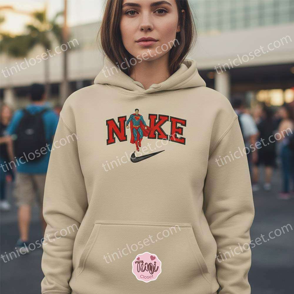 Custom Embroidered Superman Hoodie, Superhero Comic Crewneck Sweatshirt & T-Shirt, Comic Fan Gift