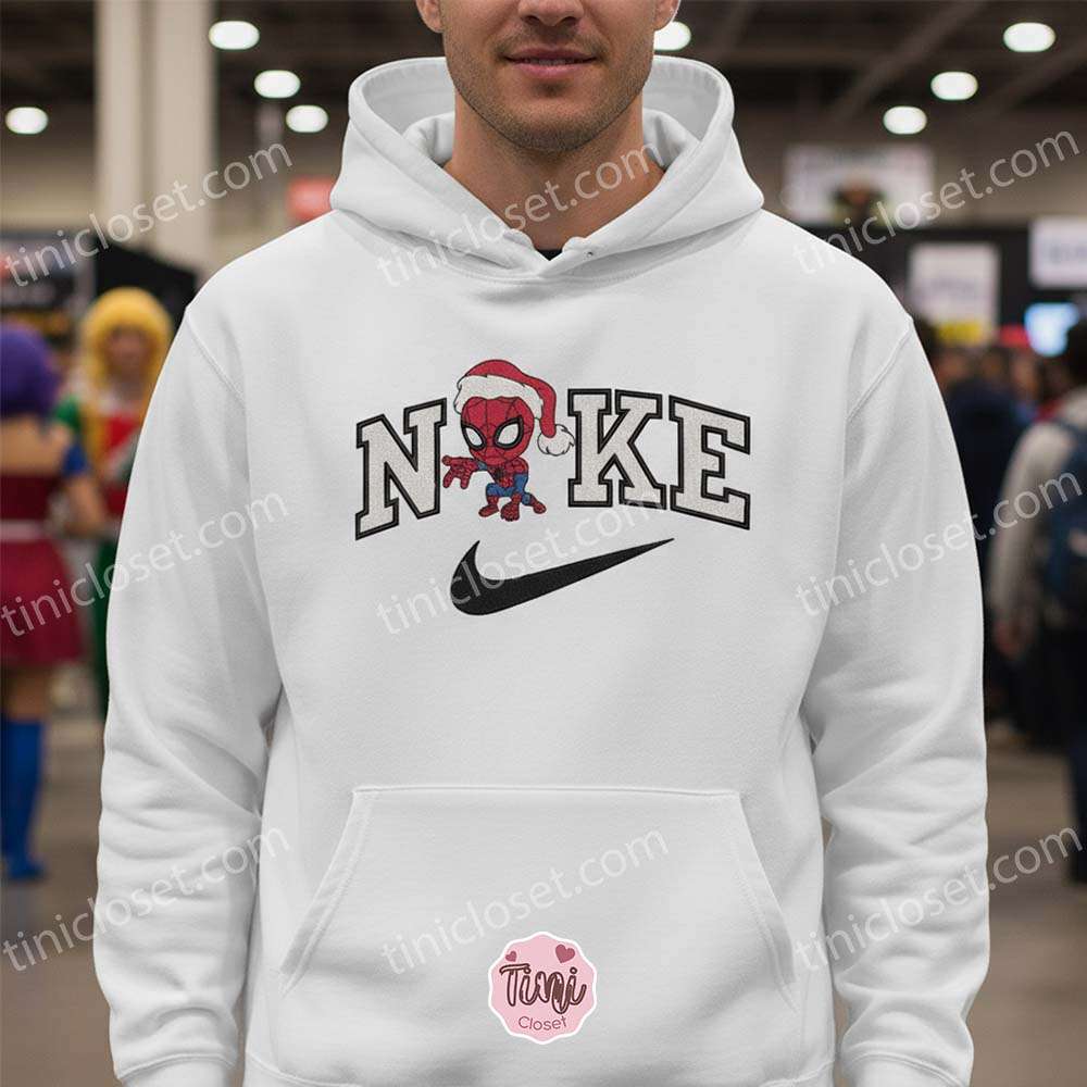 Custom Spiderman Christmas Embroidered Crewneck & Hoodie, Custom Christmas Apparel Gift
