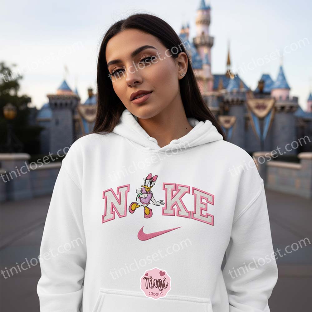 Embroidered Daisy Duck Hoodie, Disney Character Sweatshirt, Cozy Gifts For Girlfriend