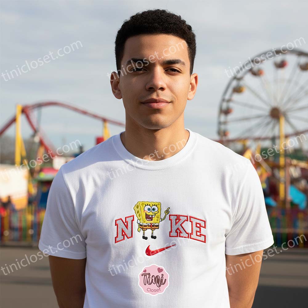 Funny Sponge Embroidered Sweatshirt, Funny Cartoon Character Tee, Perfect Boyfriend Hoodie Gift