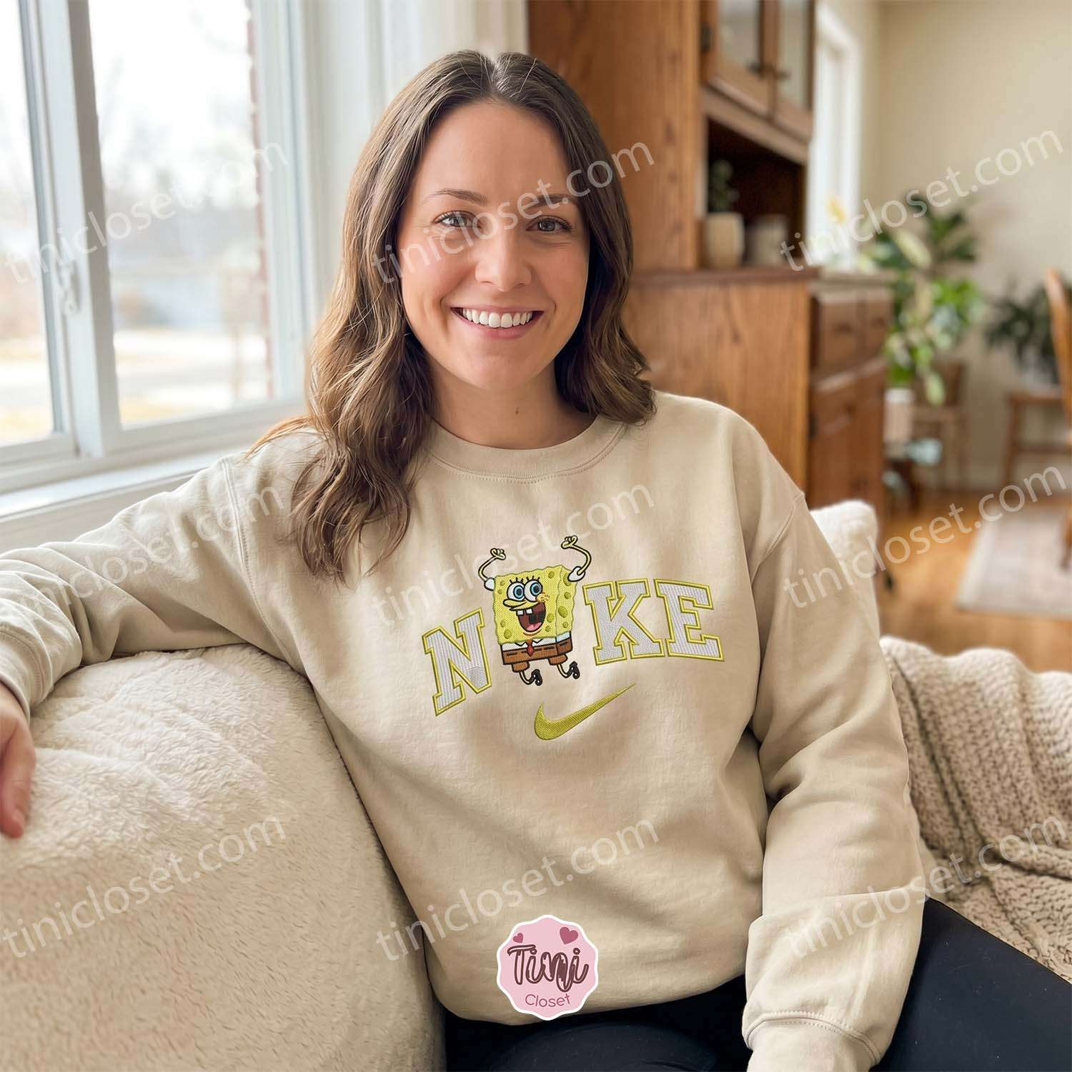 Funny SpongeBob Embroidered Sweatshirt & T-shirt, Retro 90s Cartoon Apparel, Boyfriend Hoodie Gift