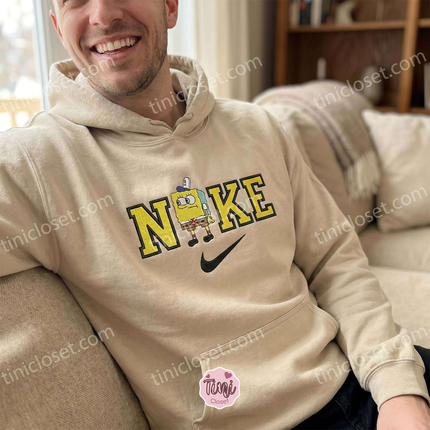 SpongeBob Embroidered Sweatshirt, Nostalgic 90s Cartoon Graphic T-shirt, Miss You Gift For Him or Her