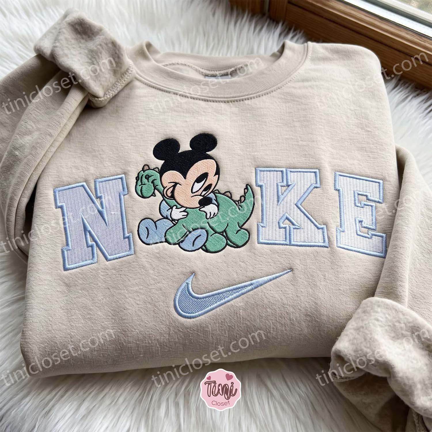 Baby Mickey Mouse Embroidered T-shirt, Disney Embroidered Shirt, Cartoon Character Crewneck