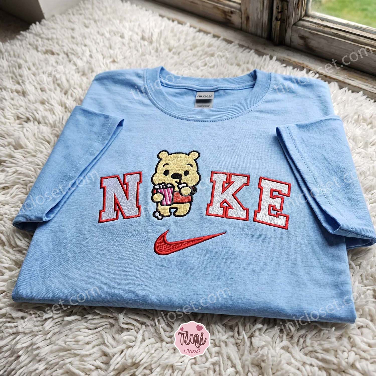 Cute Cartoon Winnie Pooh Embroidered Sweatshirt, Disney Embroidered Hoodie, Cozy Gifts For Girlfriend