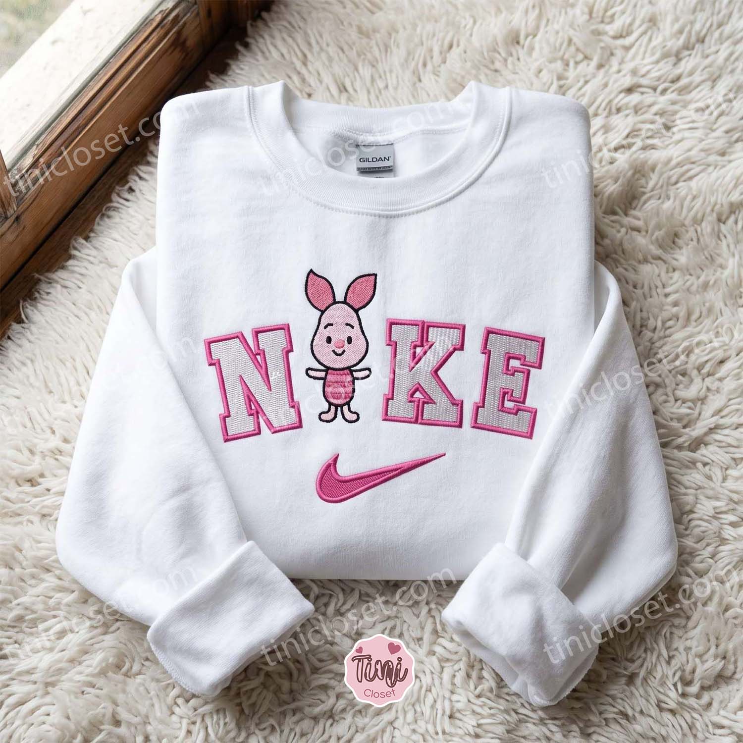 Cute Piglet Embroidered Sweatshirt, Cute Disney Embroidered Crewneck, Cozy Gifts For Girlfriend
