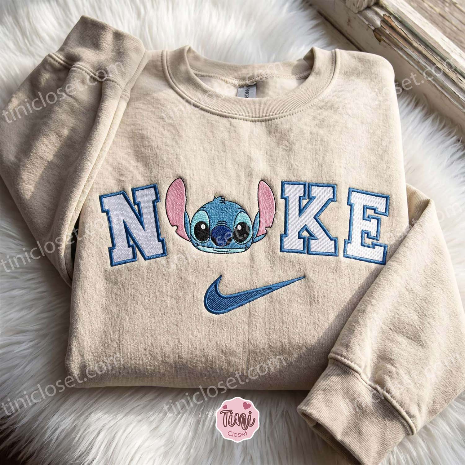 Cute Stitch Embroidered Sweatshirt, Disney Cartoon Character T-shirt, Cozy Unisex Pullover