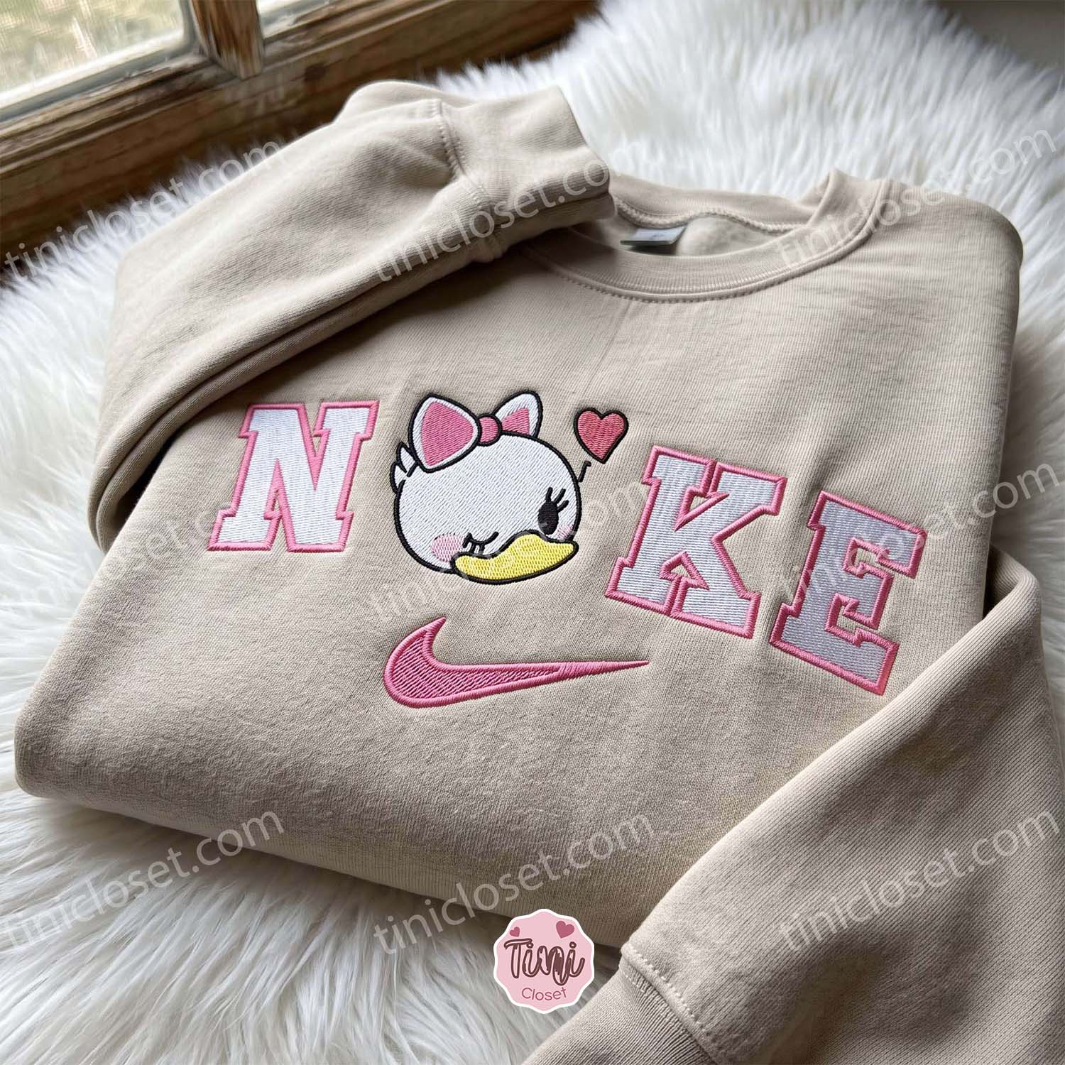 Daisy Duck Embroidered Hoodie, Cute Disney Embroidered Sweatshirt, Matching Couple Aesthetic Shirt