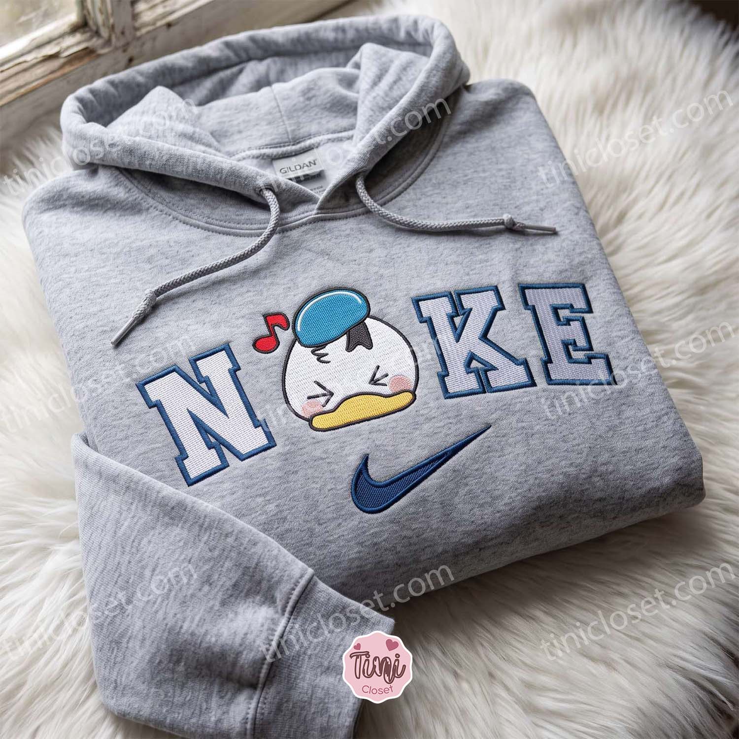 Donald Duck Embroidered Hoodie, Cute Disney Embroidered Sweatshirt, Matching Couple Aesthetic Shirt