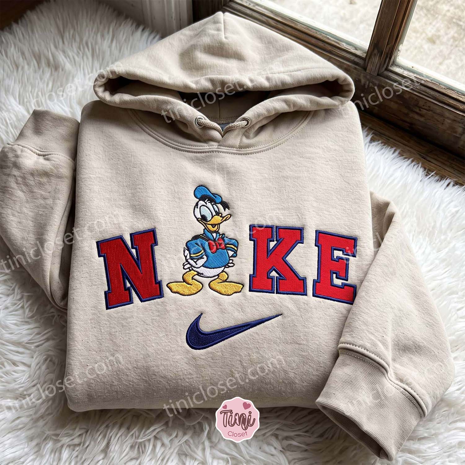 Donald Duck Embroidered Shirt, Disney Embroidered Sweatshirt, Cute Embroidered Hoodie