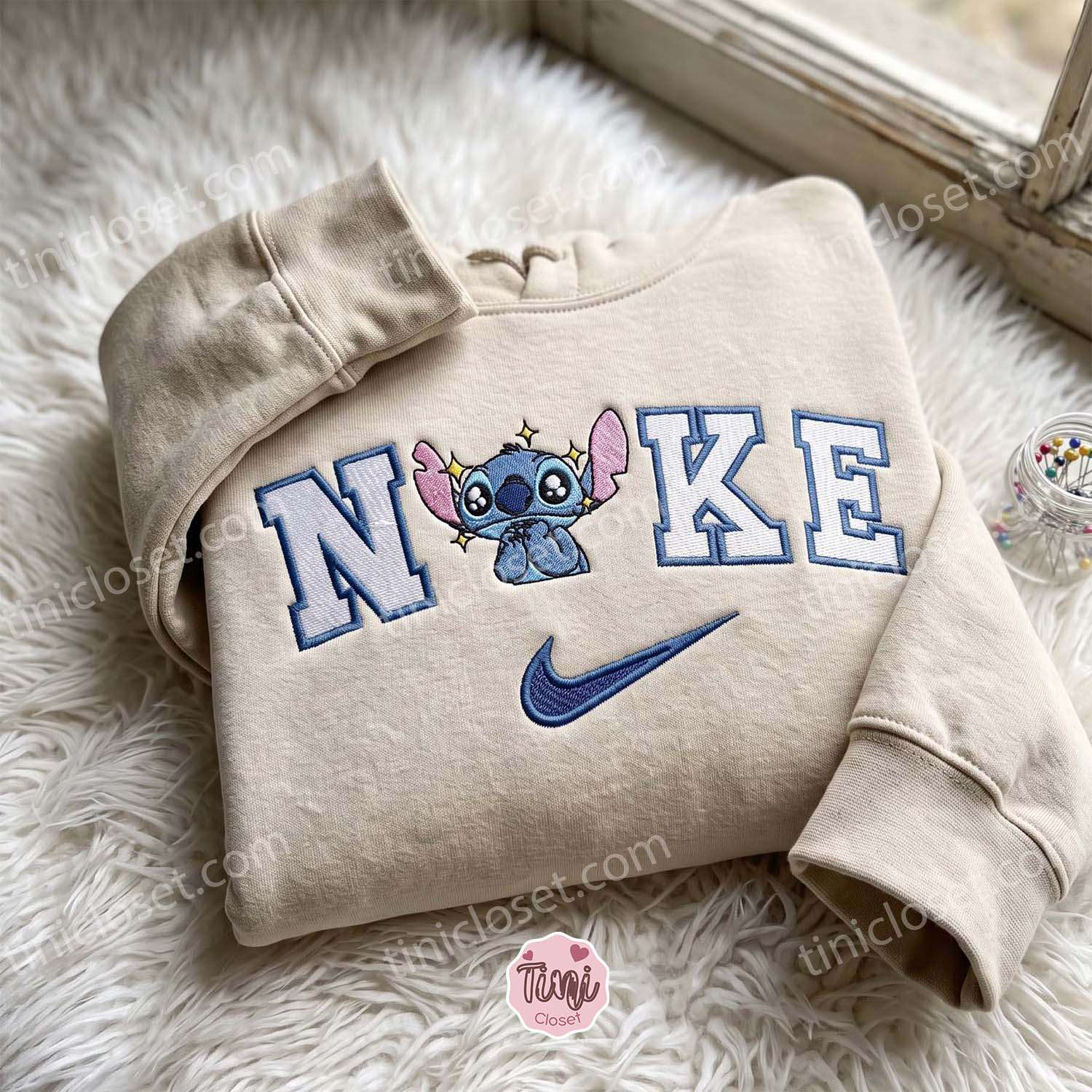 Kawaii Stitch Disney Character Embroidery Crewneck, Cozy Gifts For Girlfriend, Cute Graphic Hoodie