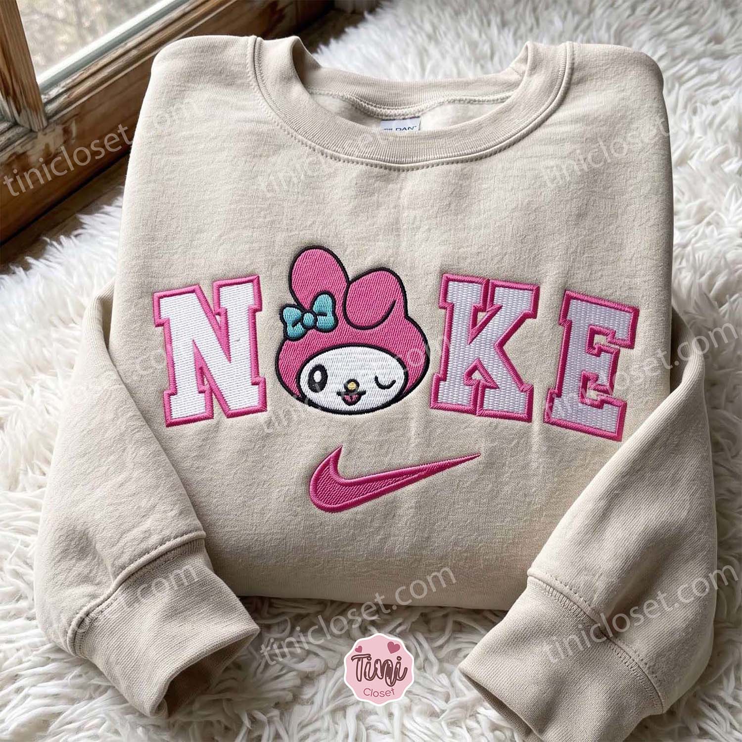 Melody Heart Embroidered Hoodie, Hello Kitty Embroidered Shirt, Cute Embroidered Sweatshirt
