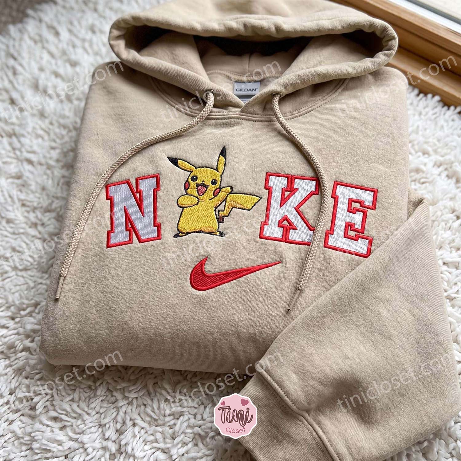 Pikachu Embroidered Hoodie, Cute Anime Crewneck, Cozy Gifts For Friends