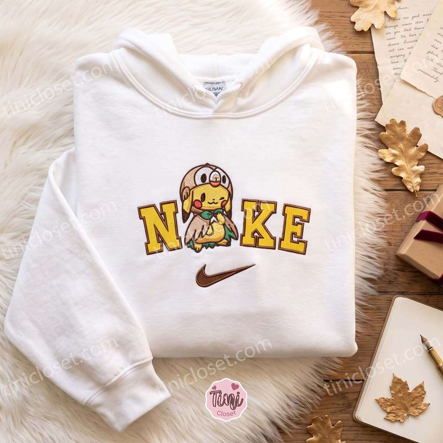 Pikachu Embroidered Sweatshirt, Cute White Crewneck, Anime Fan Hoodie