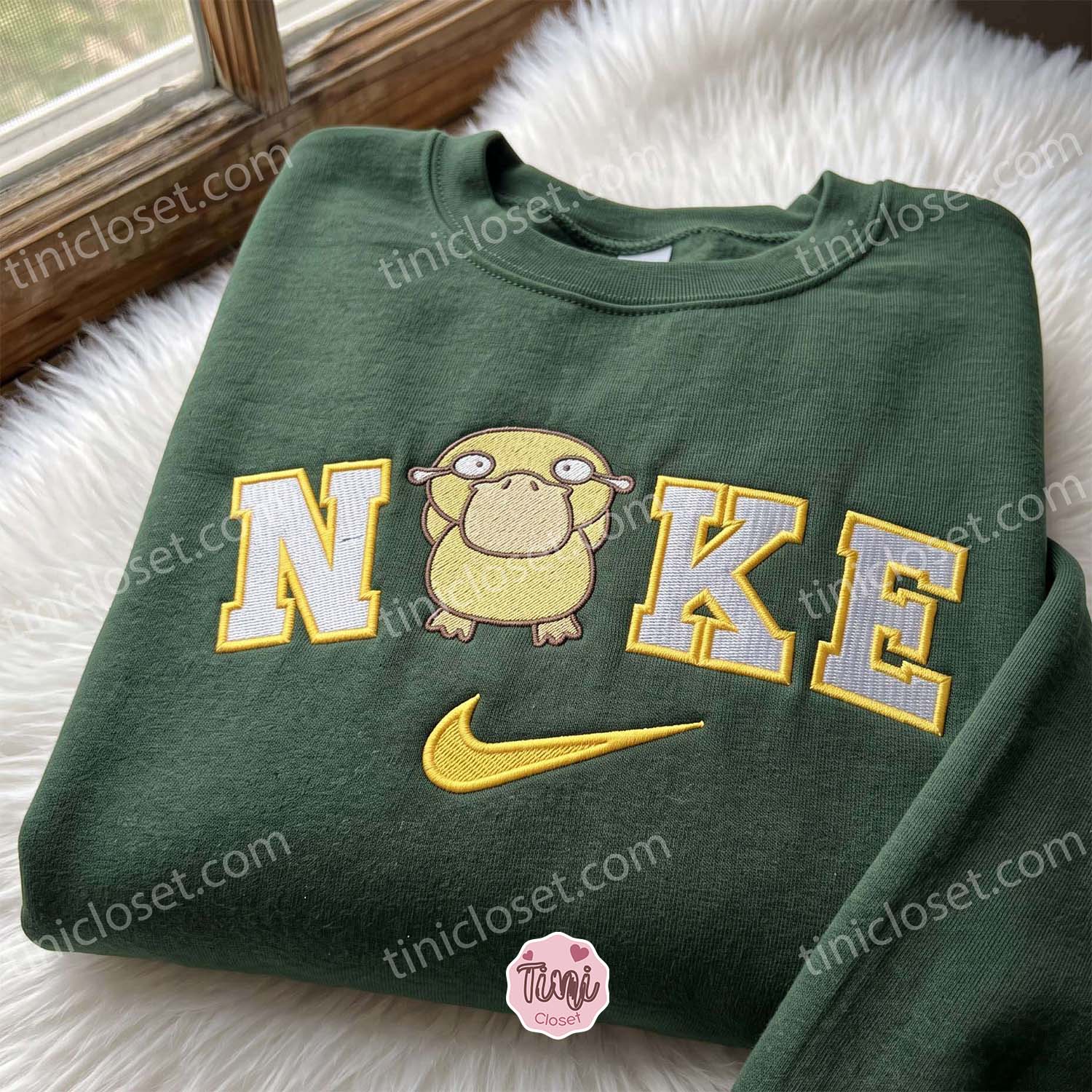 Psyduck Embroidered Sweatshirt, Pokemon Anime Character Embroidered Hoodie, Custom Gaming Apparel