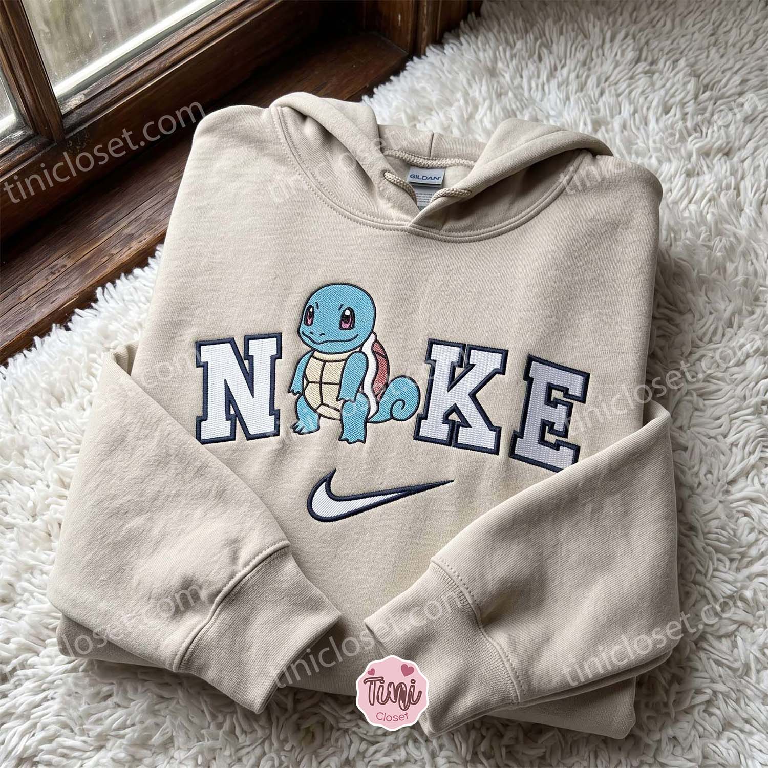 Squirtle Embroidered Shirt, Pokemon Embroidered Hoodie, Unique Gifts for Family