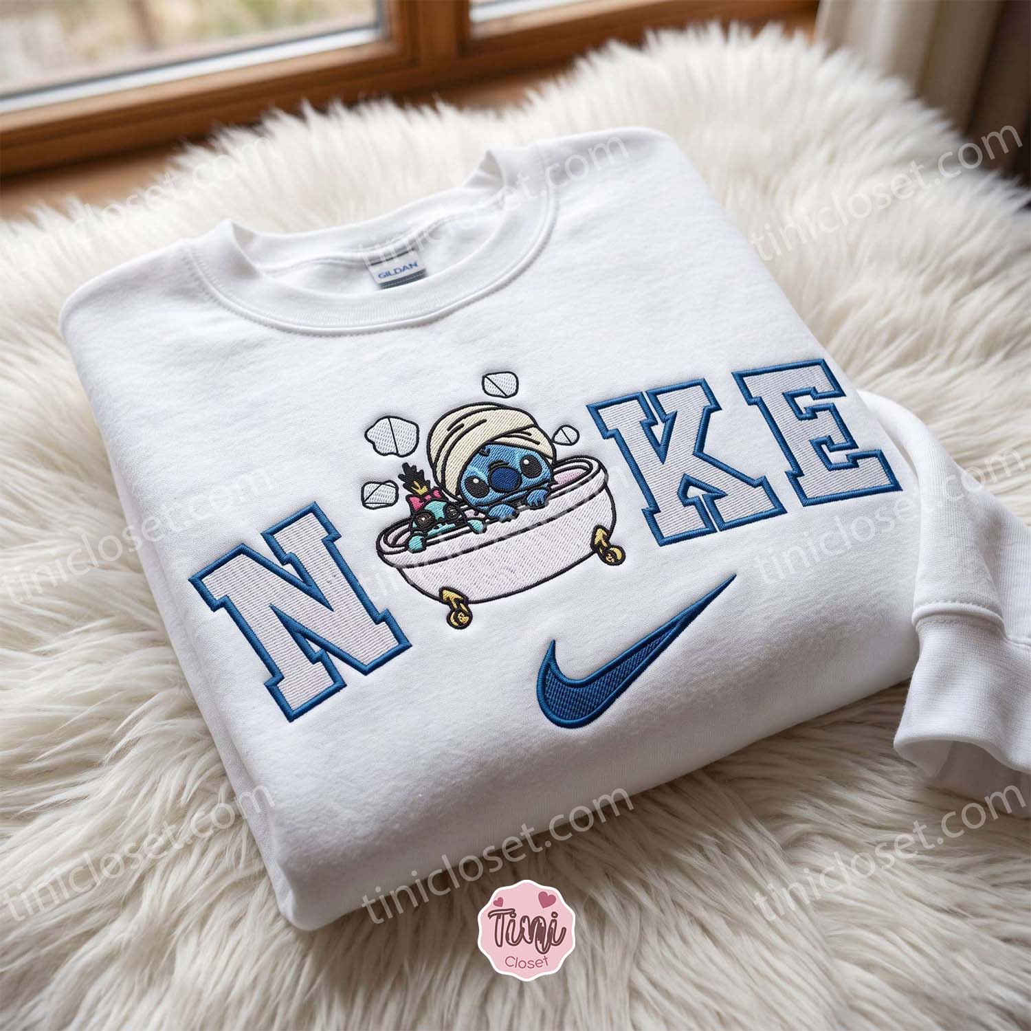 Stitch Bubble Bath Embroidered Sweatshirt, Cute Disney Cartoon Shirt, Cozy Gifts For Girlfriend