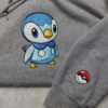 Piplup Pokemon Embroidered Shirt, Pokemon Embroidered Sweatshirt, Anime Hoodies for Fans