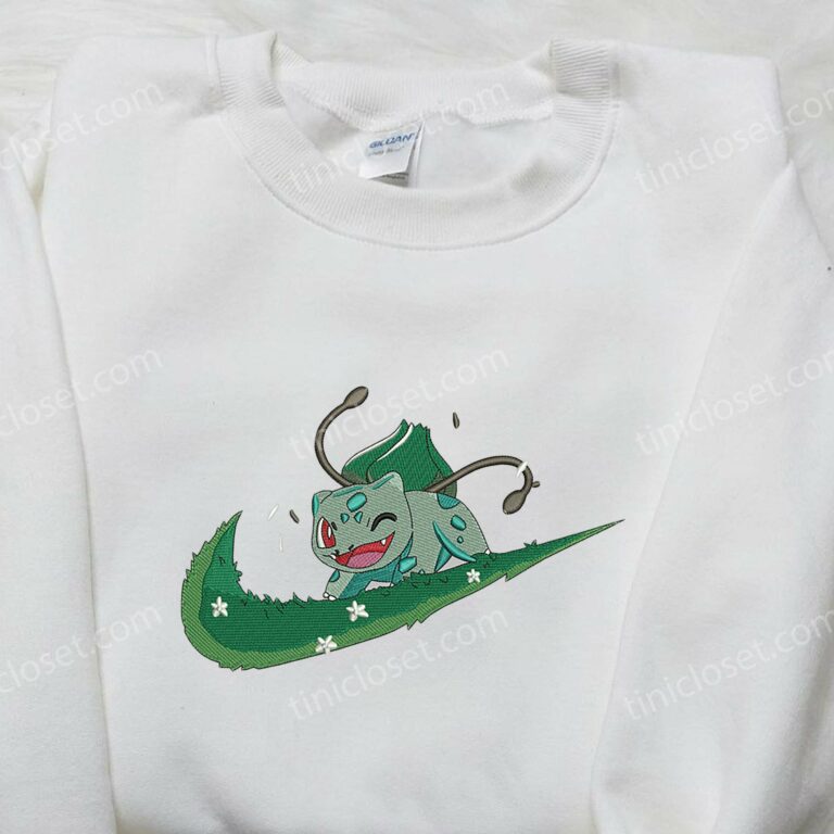 Bulbasaur x Nike Embroidered Shirt, Custom Nike Embroidered Shirt