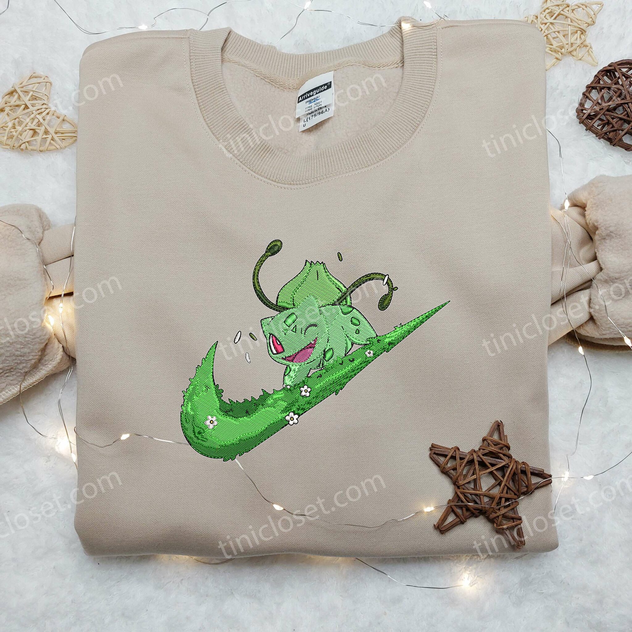 Bulbasaur Attack x Nike Embroidered Shirt, Custom Nike Embroidered