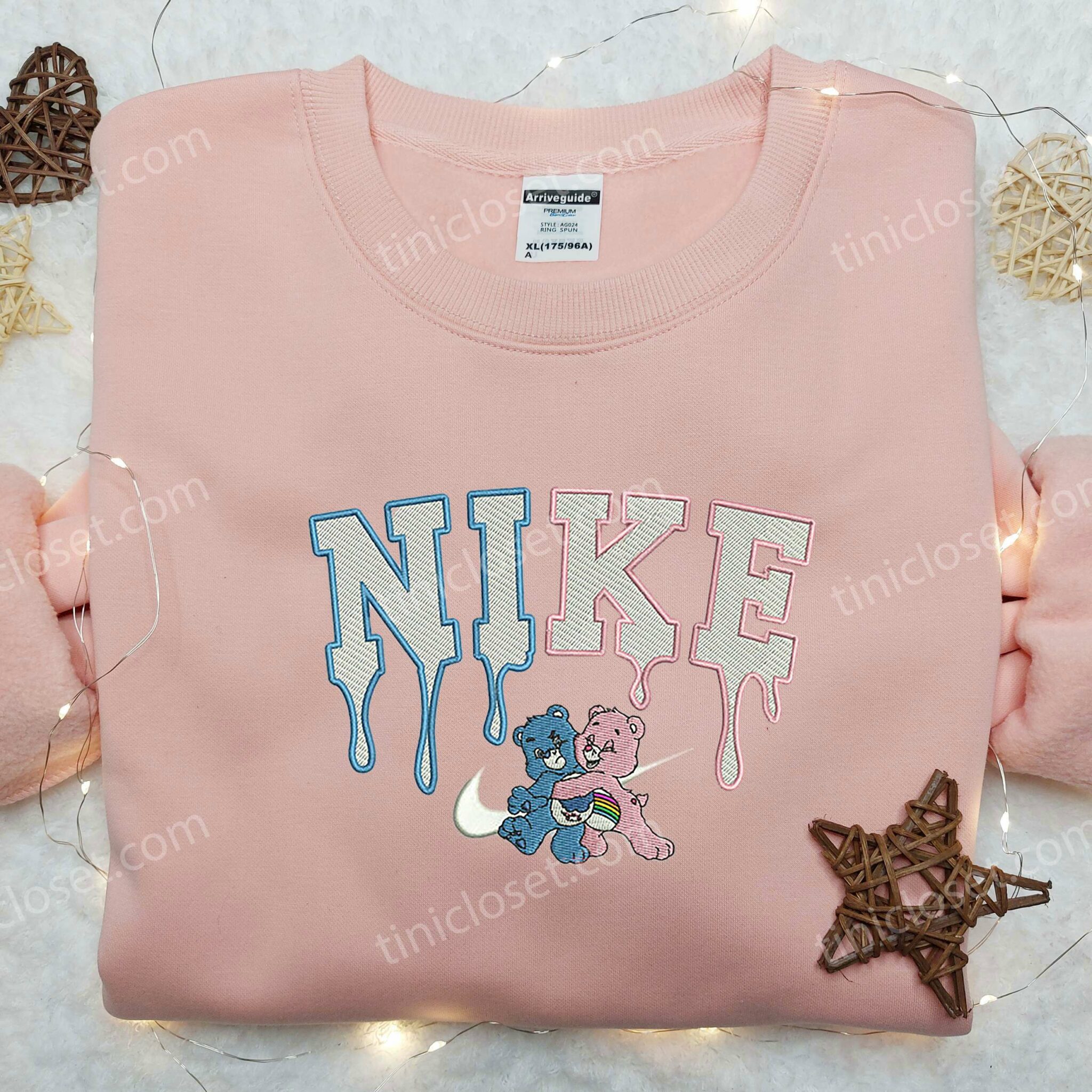 Cheer and Grumpy Bear x Nike Embroidered Shirt, Custom Nike Embroidered ...
