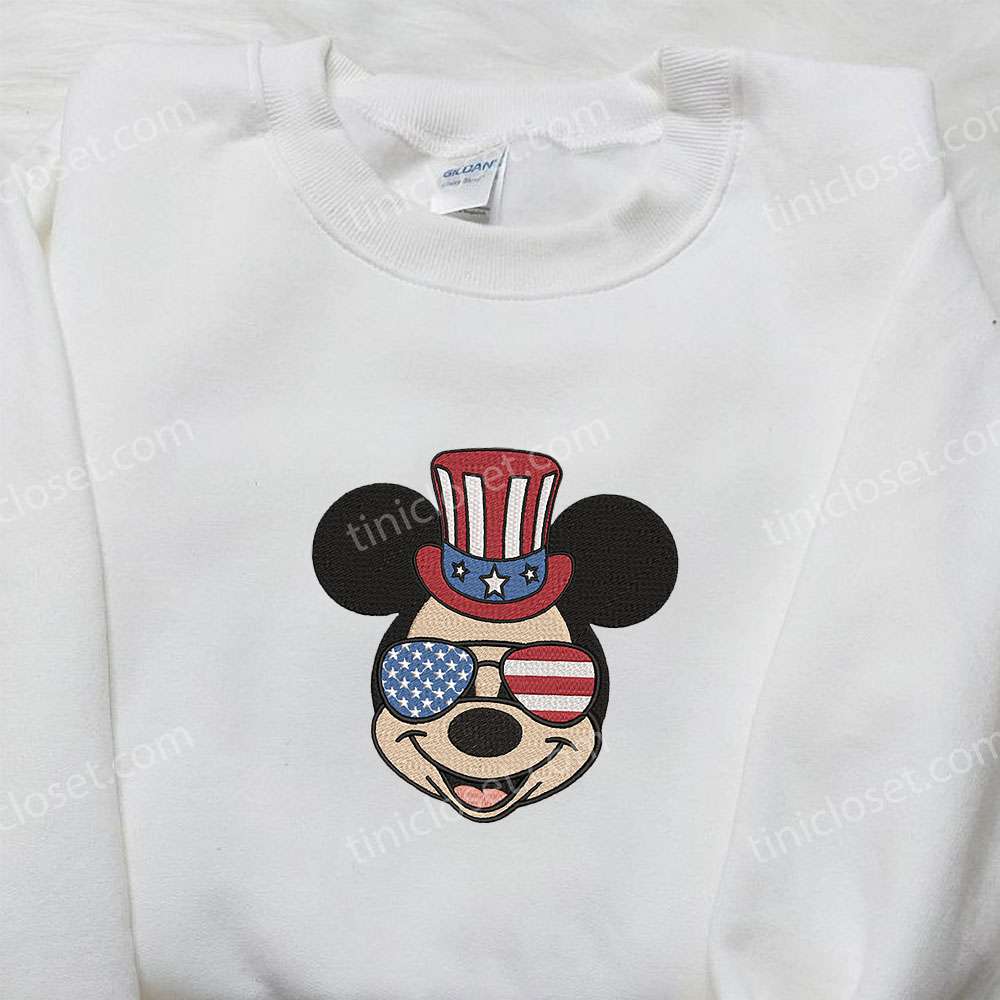 America Mickey Embroidered Shirt, Disney Embroidered Shirt, Best Patriotic Shirts