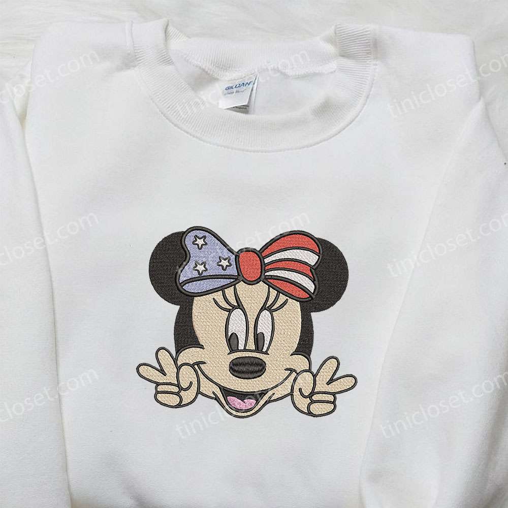 America Minnie Mouse Embroidered Shirt, Disney Embroidered Shirt, Best Patriotic Shirts