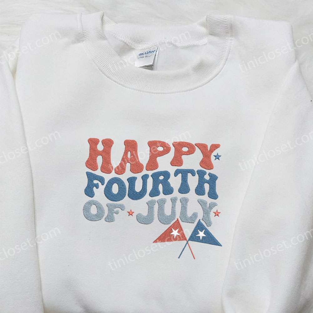 Happy Fourth of July Embroidered Shirt, National Day Gifts, Best Patriotic Shirts