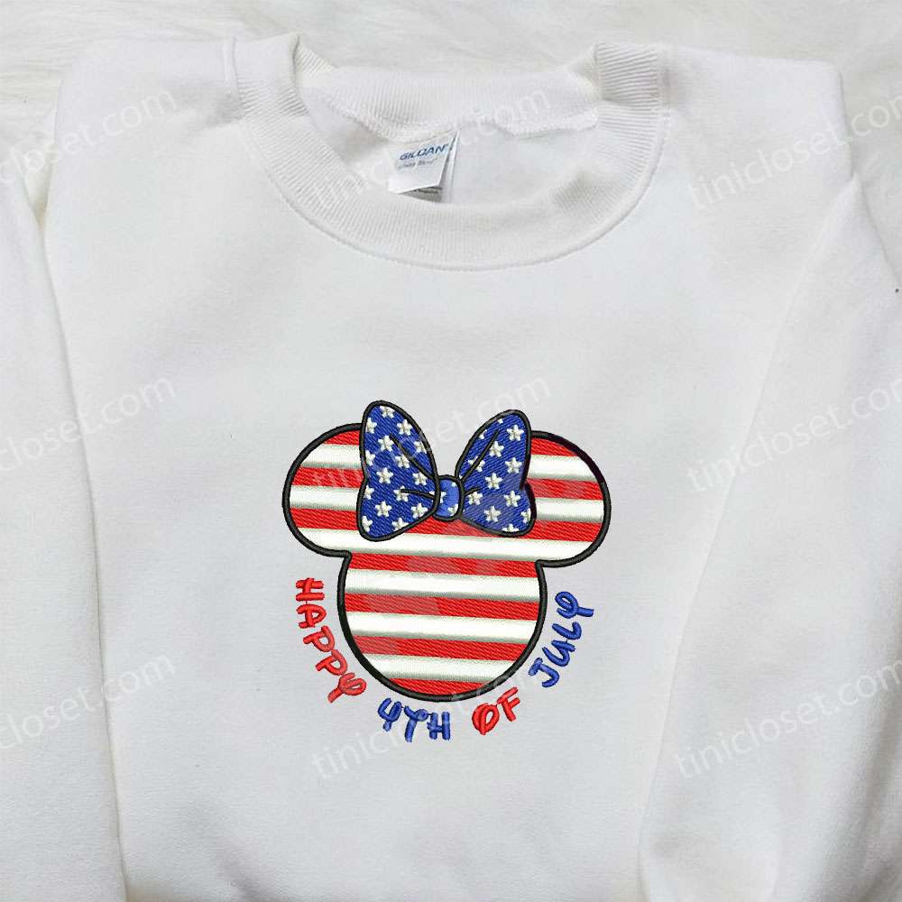 Minnie Mouse Happy 4th of July Embroidered Shirt, Disney Embroidered Shirt, Best Patriotic Shirts