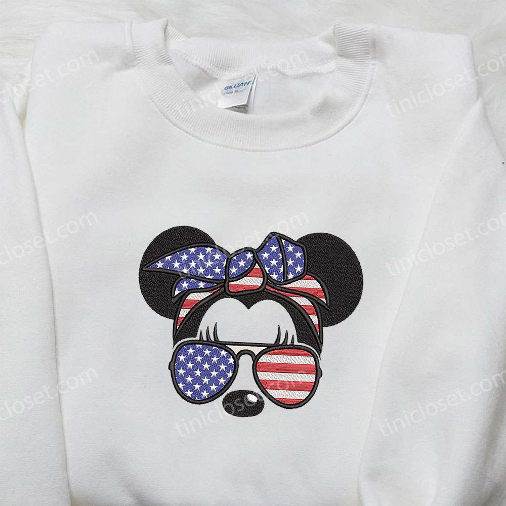 America Minnie Mouse Embroidered Shirt, Disney Embroidered Shirt, Best Patriotic Shirts