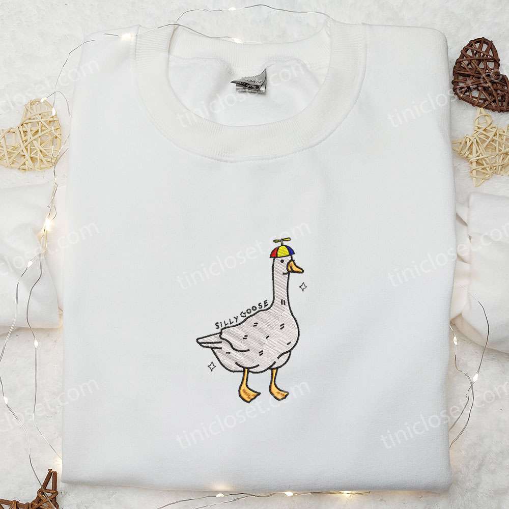 Funny Silly Goose Embroidered Shirt, Animal Embroidered Shirt, Best Gift for Family