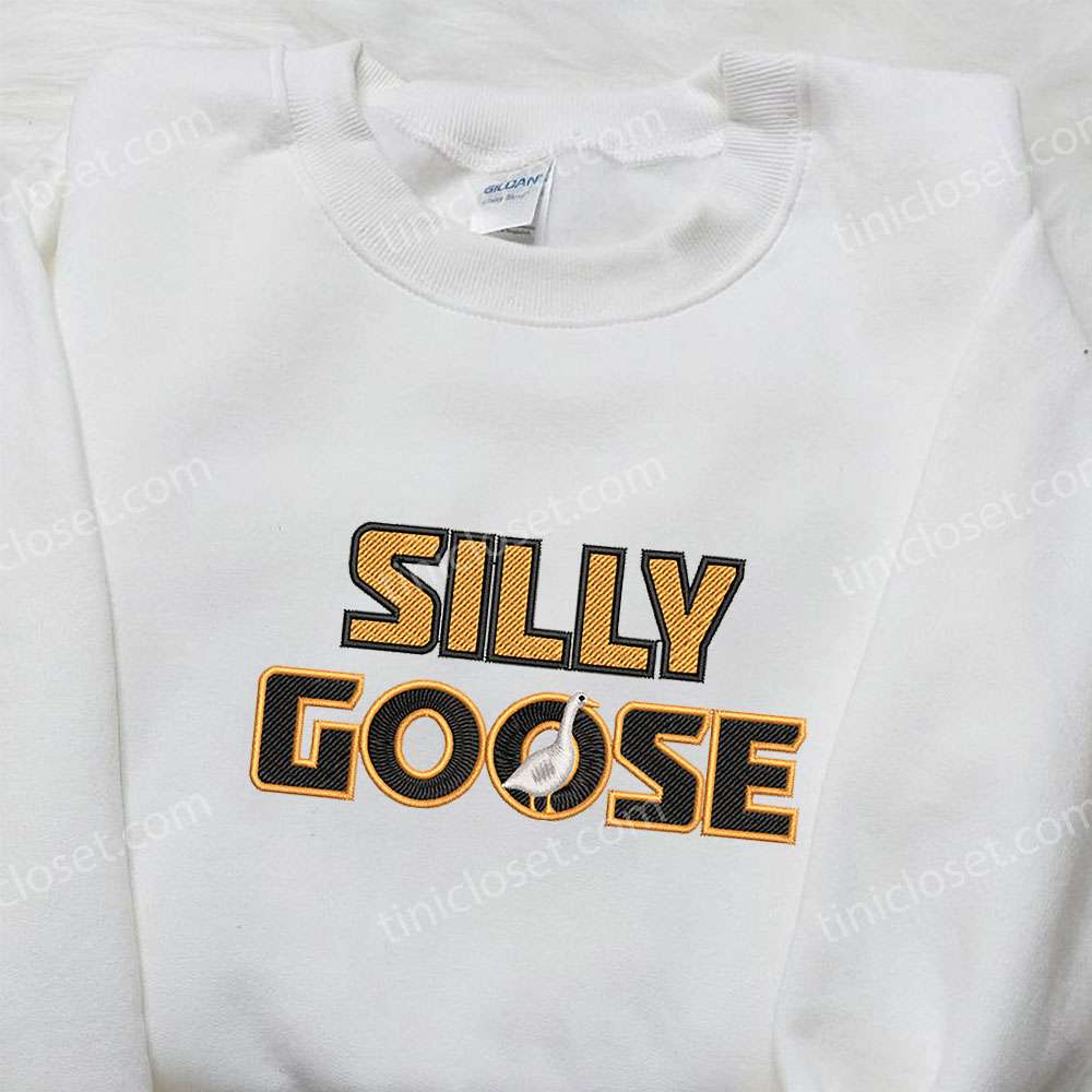 Silly Goose Embroidered Shirt, Animal Embroidered Shirt, Best Gifts for Family