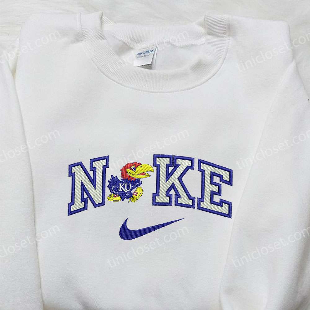 Nike x Kansas Jayhawks Embroidered Shirt, NCAA Embroidered Shirt, Best Gifts for Sports Fans