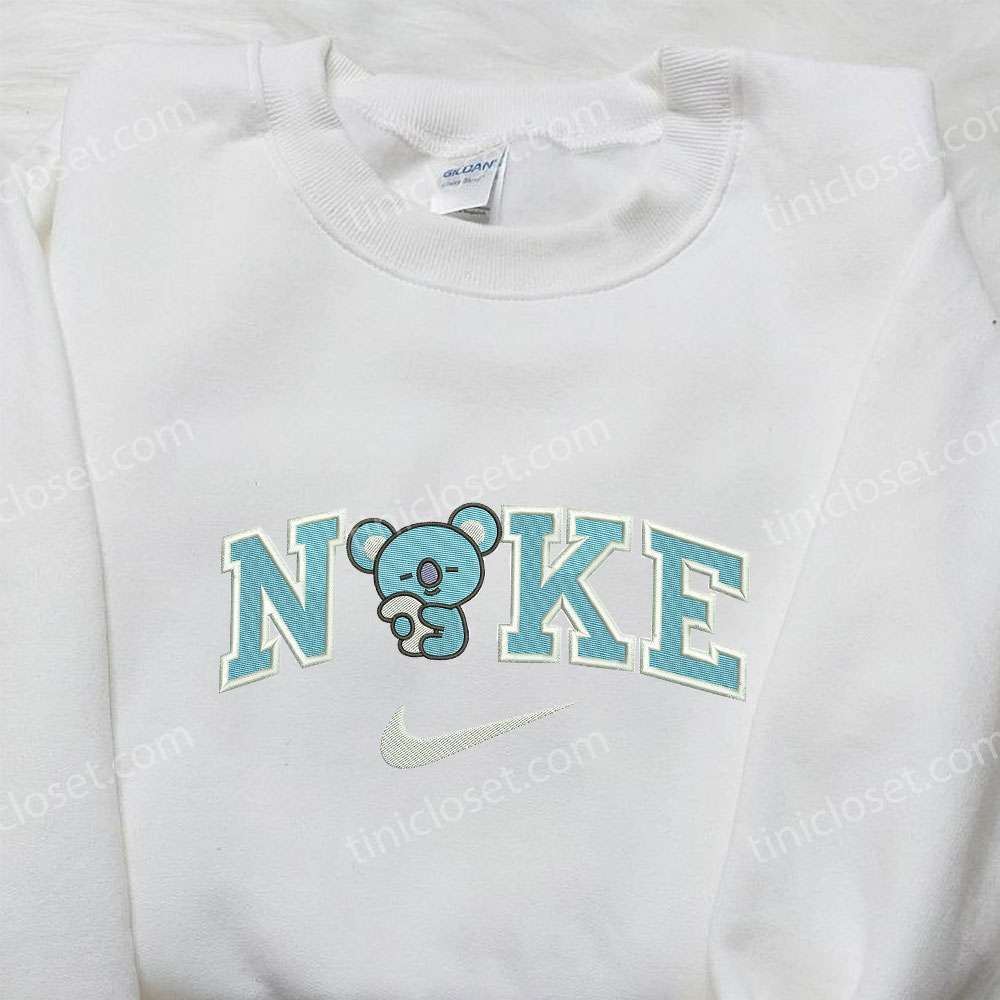 Nike x Koya Bear Embroidered Shirt, Nike Inspired Embroidered Shirt, Animal Embroidered Shirt