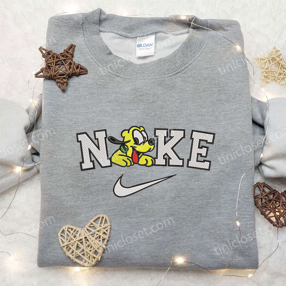 Nike x Pluto Embroidered Sweatshirt, Mickey Mouse Disney Embroidered Shirt, Nike Inspired Embroidered Shirt