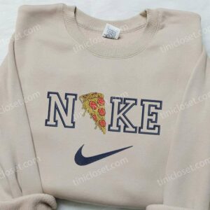 Pizza x Nike Embroidered Sweatshirt Favorite Food Embroidered Sweatshirt Nike Inspired Embroidered Shirt