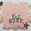 Snoopy Christmas Embroidered Sweatshirt, Peanuts Cartoon Embroidered Shirt, Christmas Embroidered Hoodie