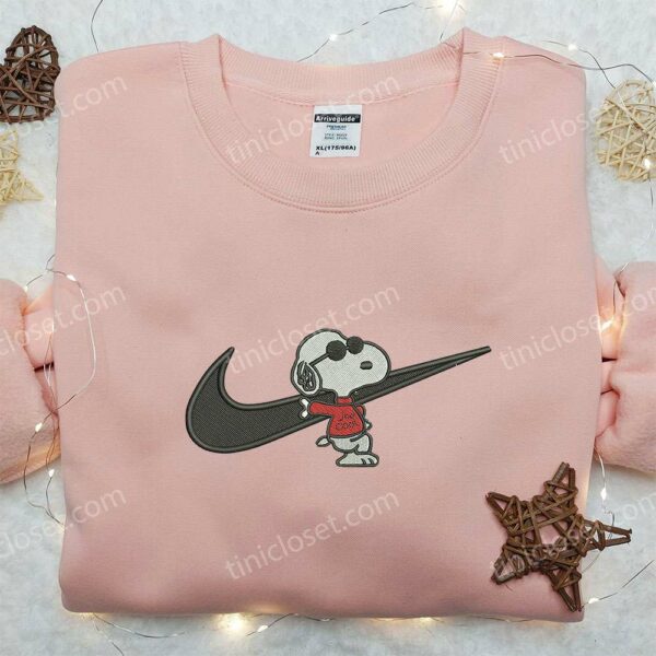 Snoopy Heart Nike Shirt, Custom Nike Embroidered Sweatshirt, Best