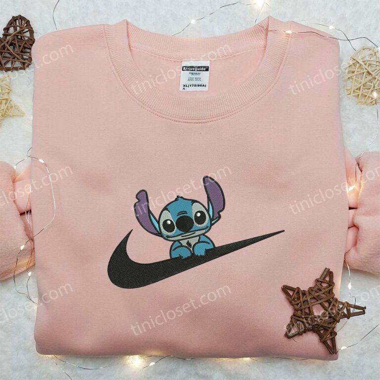 Stitch x Nike Swoosh Embroidered Sweatshirt, Lilo and Stitch Cartoon