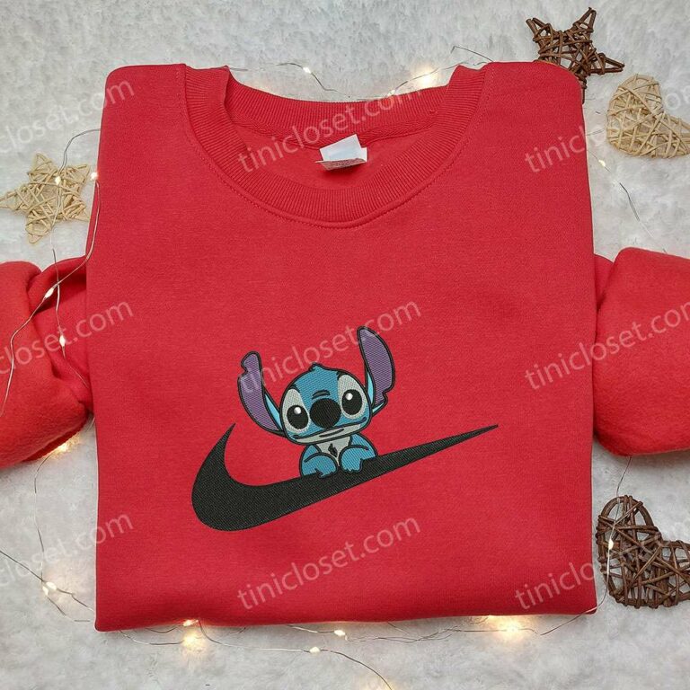 Stitch x Nike Swoosh Embroidered Sweatshirt, Lilo and Stitch Cartoon