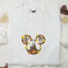Autumn Leaf Fall Mickey Embroidered Shirt, Halloween Embroidered Sweatshirt, Disney Embroidered Hoodie
