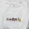 Horror Characters x Chibi Pacman Game Embroidered Shirt, Game Inspired Embroidered Shirt Best Halloween Gifts