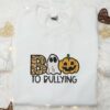 Boo To Bullying Pumpkin Embroidered Shirt, Halloween Embroidered Shirt, Best Halloween Gift Ideas