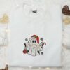 Cute Ghost Christmas Embroidered Shirt, Christmas Embroidered Shirt, Best Christmas Gifts for Family